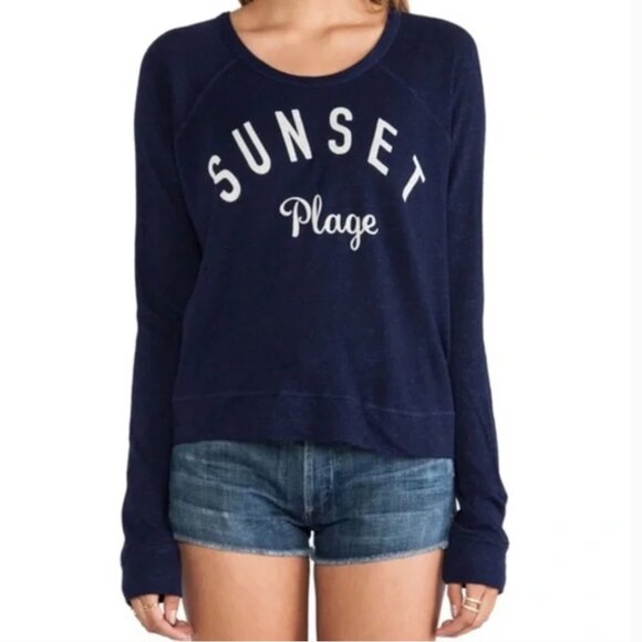 Sundry Sunset Plage Pullover Longsleeve Shirt Size M (2) Navy Blue Long Sleeve - Picture 1 of 6